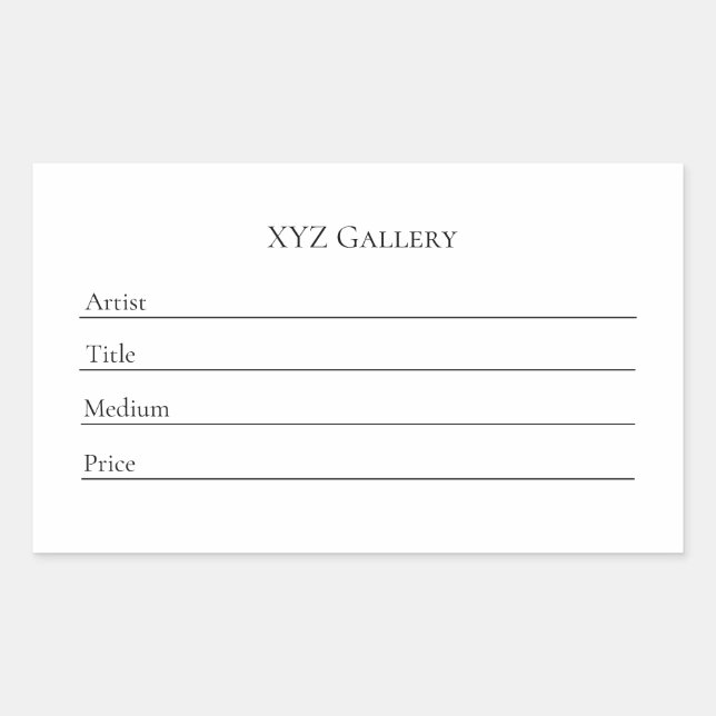 Aufkleber für das Etikett der Galerie (Vorderseite)