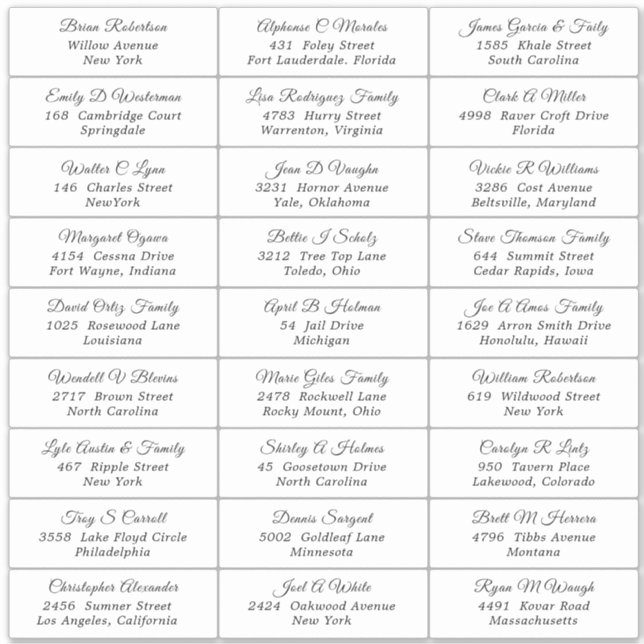 Aufkleber für das Etikett für die Visitenkarte ein (Vorderseite)