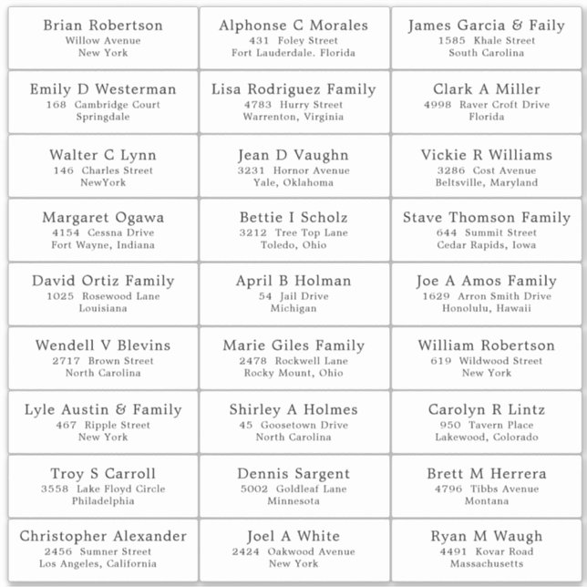 Aufkleber für das Etikett für die Visitenkarte ein (Vorderseite)