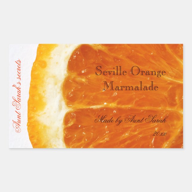 Aufkleber für das Etikett Seville Orange Marmalade (Vorderseite)