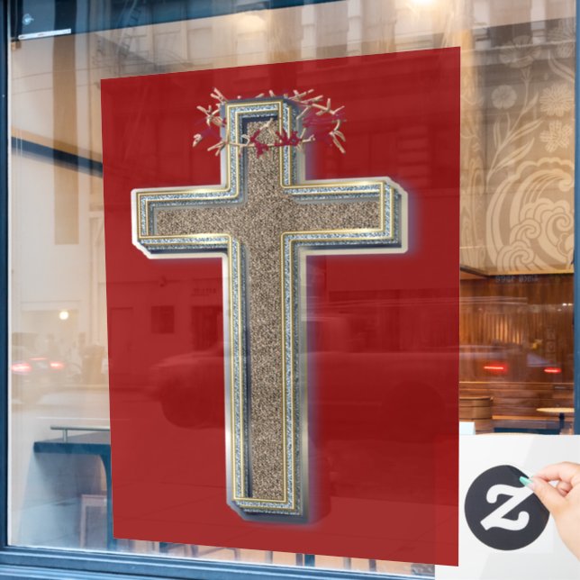 Aufkleber für das Geschäftsfenster mit rotem Hinte (Café-Fenster)