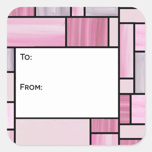 Aufkleber für das Geschenk "Rosa und Grau" (Vorderseite)