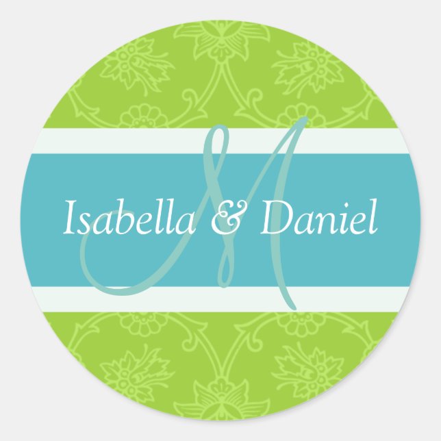 Aufkleber für das grüne und blaue Monogramm-Siegel (Vorderseite)