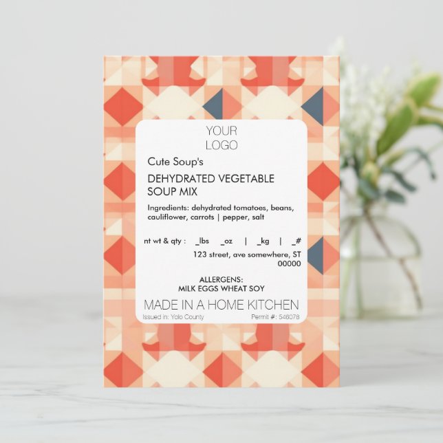 Aufkleber für das Hütte-Lebensmitteletikett Einladung (Stehend Vorderseite)