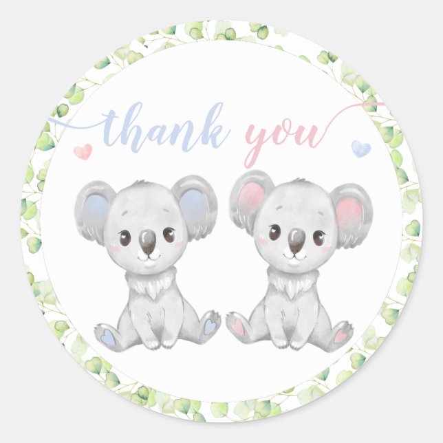 Aufkleber für das Koala Gender Reveal Party. (Vorderseite)