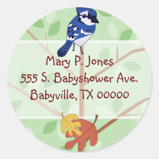 Aufkleber für das Label "Woodland Blue Jay Address
