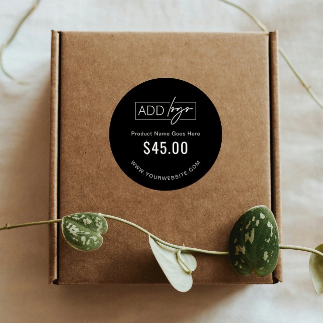 Aufkleber für das Minimalistische Firmenlogo (Minimalist black and white product price tag labels with your logo)