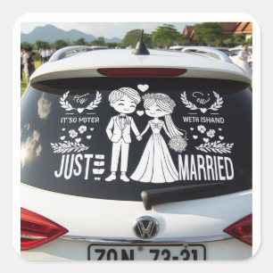 Aufkleber für das Paar "Just Married"