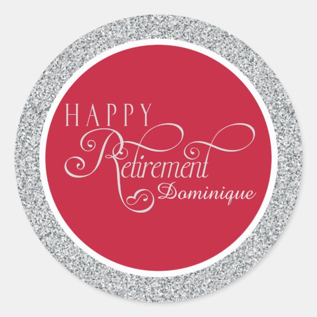 Aufkleber für das Red Modern Retirement Party (Vorderseite)