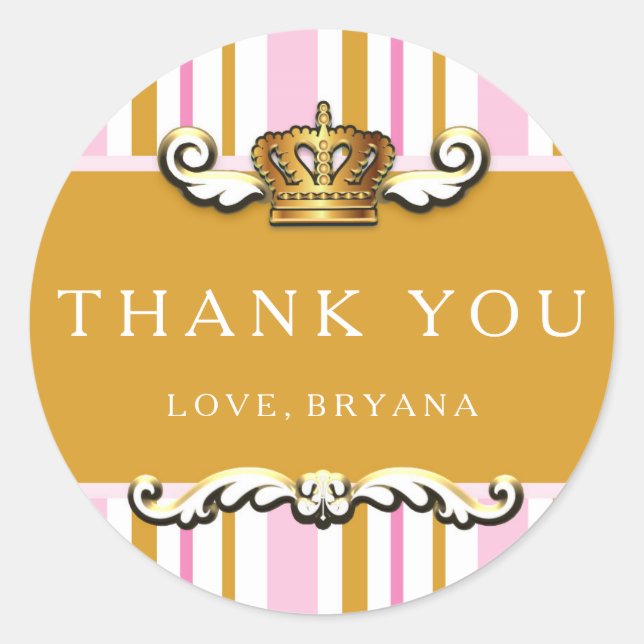 Aufkleber für das Royal Pink & Gold Crocess Party (Vorderseite)