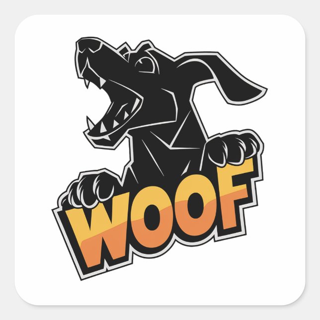 Aufkleber für das Woof Dog Illustration Square (Vorderseite)