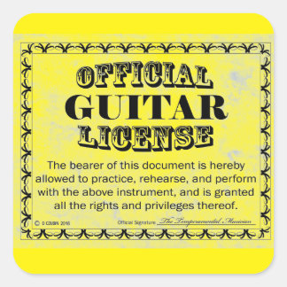 Aufkleber für den Gitarrenlizenzplatz