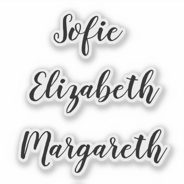 Aufkleber für den handgeschriebenen Skriptnamen (Vorderseite)