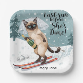 Aufkleber für den Junggeselinnen-Abschied auf der  Pappteller