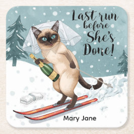 Aufkleber für den Junggeselinnen-Abschied auf der  Rechteckiger Pappuntersetzer