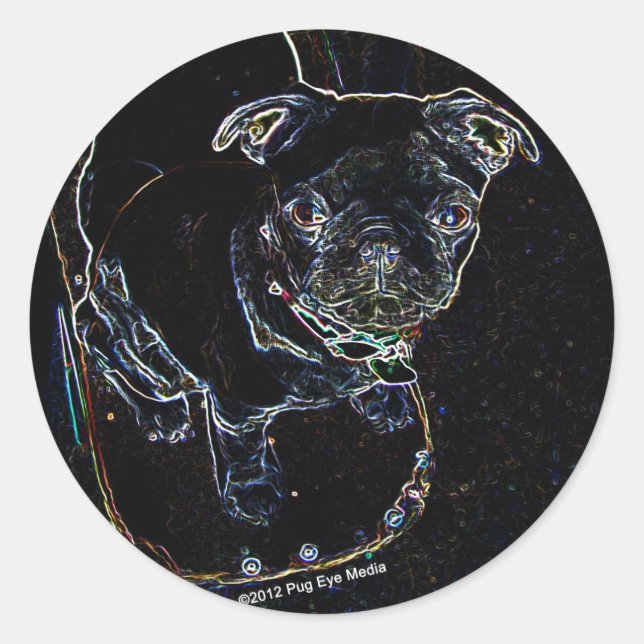 Aufkleber für den Mops der Skateboarding (Vorderseite)