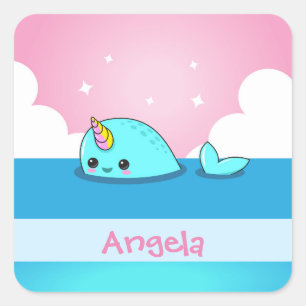 Aufkleber für den Namen Kawaii Narwhal