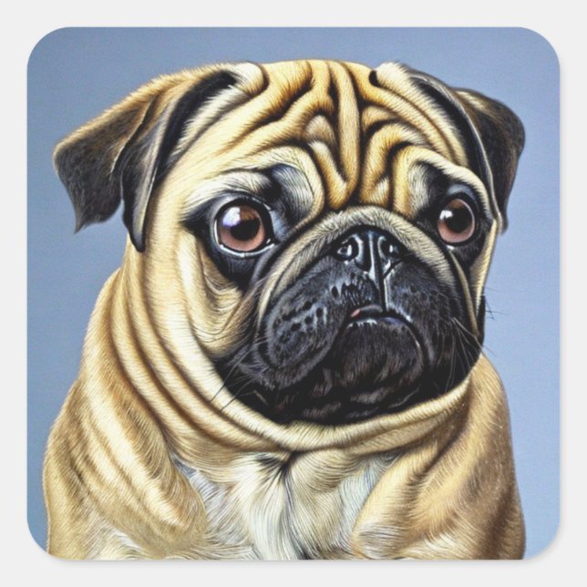Aufkleber für den niedlichen Mops (Vorderseite)