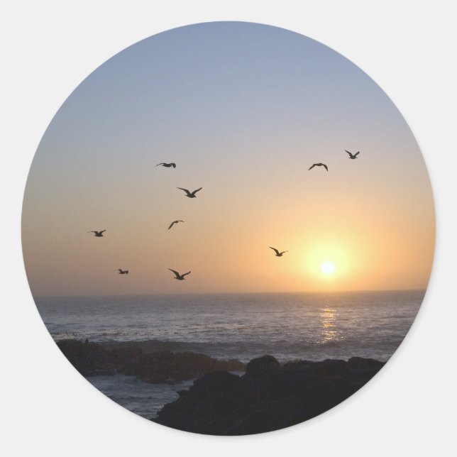 Aufkleber für den Sonnenuntergang an der Küste (Vorderseite)