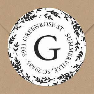 Aufkleber für die Adresse des Rustikal-Wreath-Mono