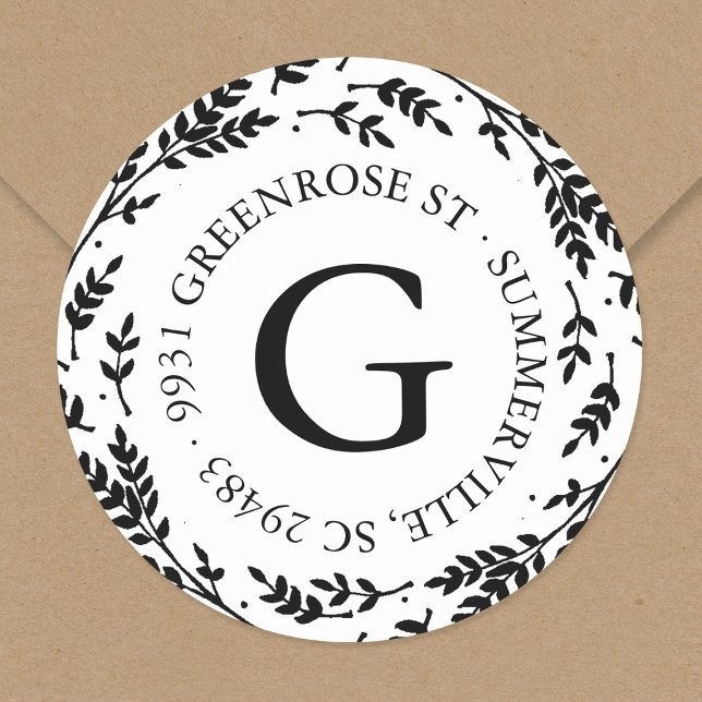 Aufkleber für die Adresse des Rustikal-Wreath-Mono (Von Creator hochgeladen)