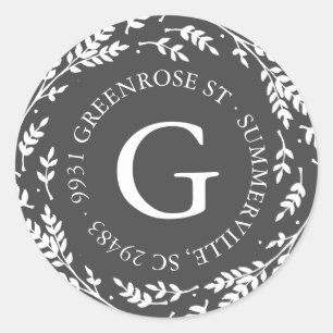 Aufkleber für die Adresse des Rustikal-Wreath-Mono