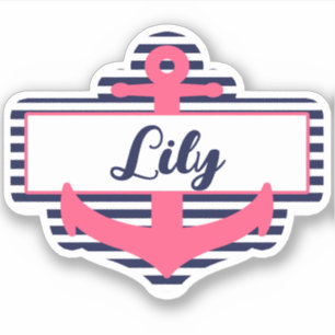 Aufkleber für die Bezeichnung in Rosa und Navy Blu