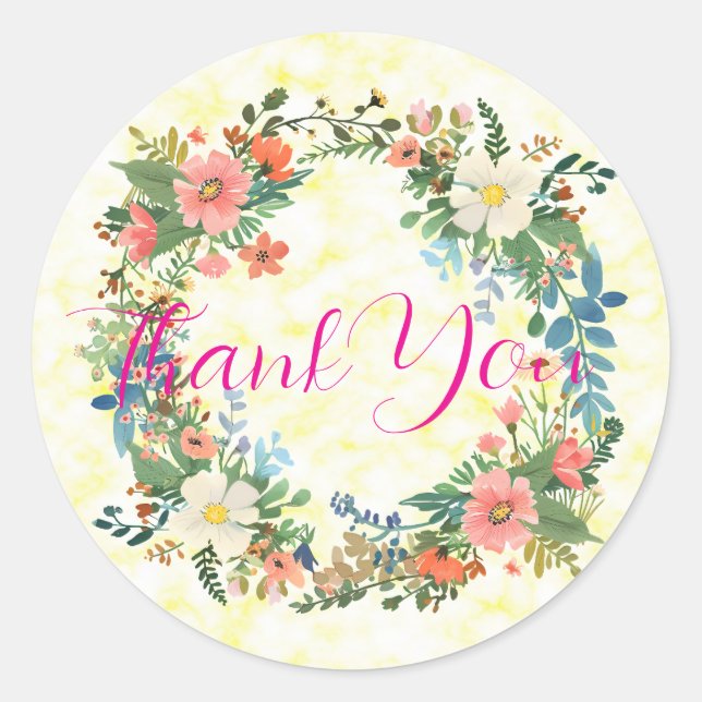 Aufkleber für die Einladung, rosa Kranz (Vorderseite)