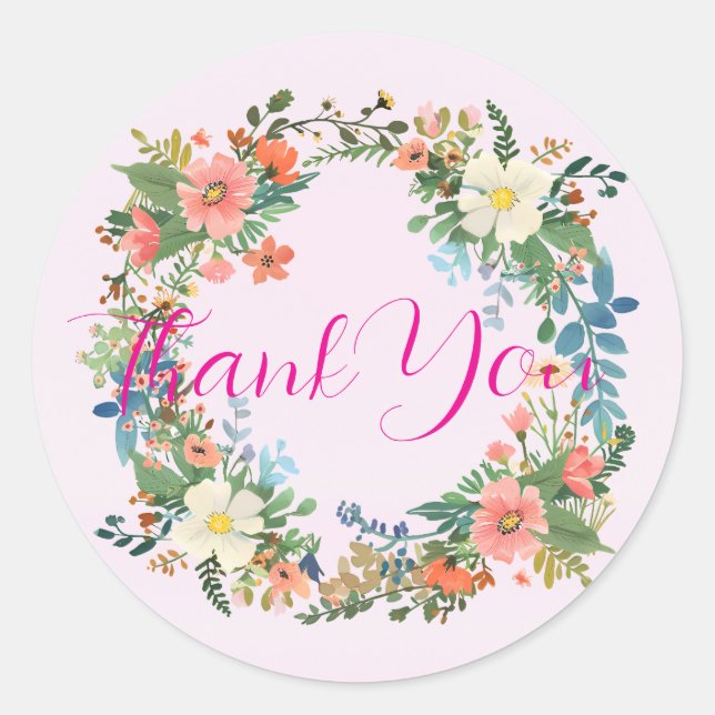 Aufkleber für die Einladung, rosa Kranz (Vorderseite)