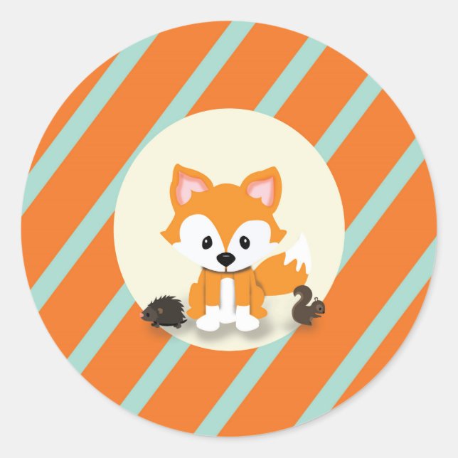 Aufkleber für die Einladung von Woodland und Fox-B (Vorderseite)