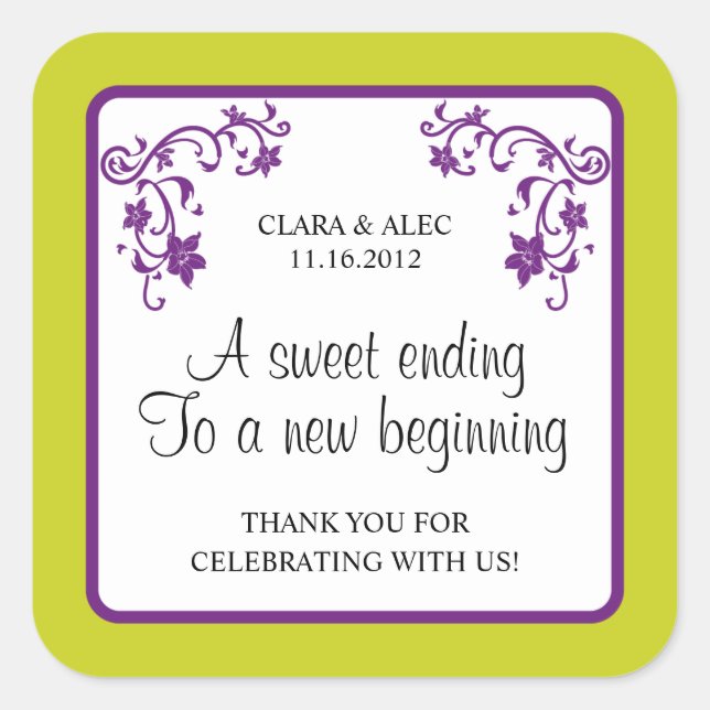 Aufkleber für die Gastgeschenk Hochzeit (Vorderseite)