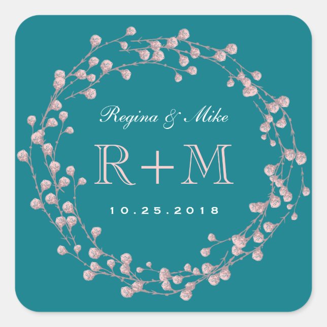 Aufkleber für die Gastgeschenk Hochzeit aquamarin- (Vorderseite)