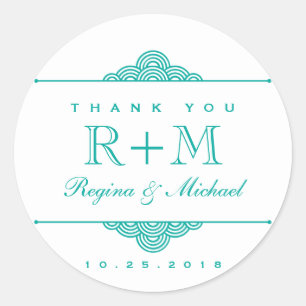 Aufkleber für die Gastgeschenk Hochzeit aquamarin