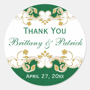 Aufkleber für die Gastgeschenk Hochzeit Grün, Weiß