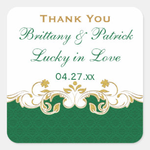 Aufkleber für die Gastgeschenk Hochzeit Grün, Weiß