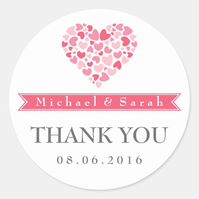 Aufkleber für die Gastgeschenk Hochzeit "Rosa und  (Vorderseite)