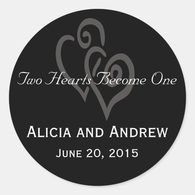 Aufkleber für die Gastgeschenk Hochzeit "Schwarz u (Vorderseite)