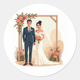 Aufkleber für die Hochzeitstag-Liebe