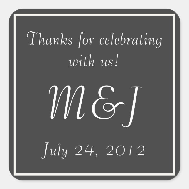 Aufkleber für die Mit Monogramm Gastgeschenk Hochz (Vorderseite)