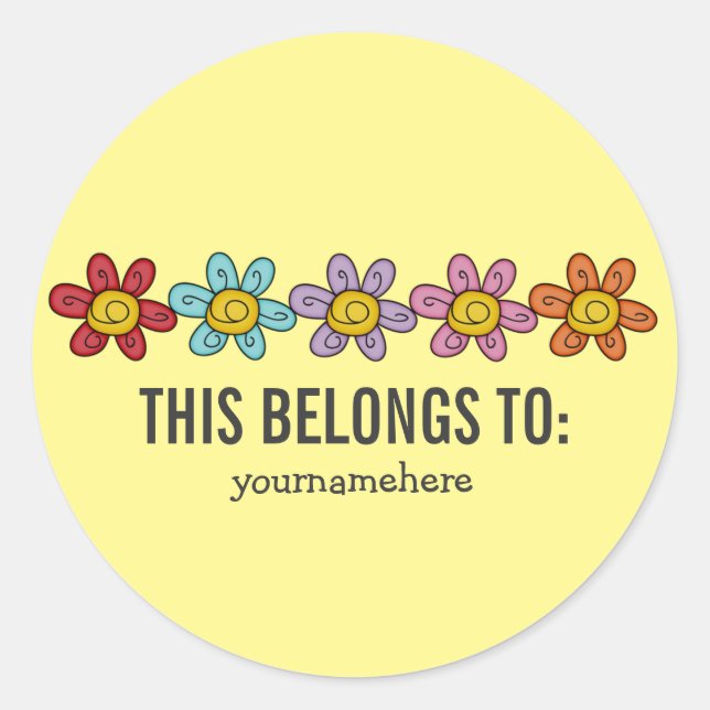 Aufkleber für die niedliche Doodle-Blume {DIES GEH (Vorderseite)