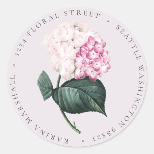 Aufkleber für die Rücksendeadresse Rosa Hydrangea