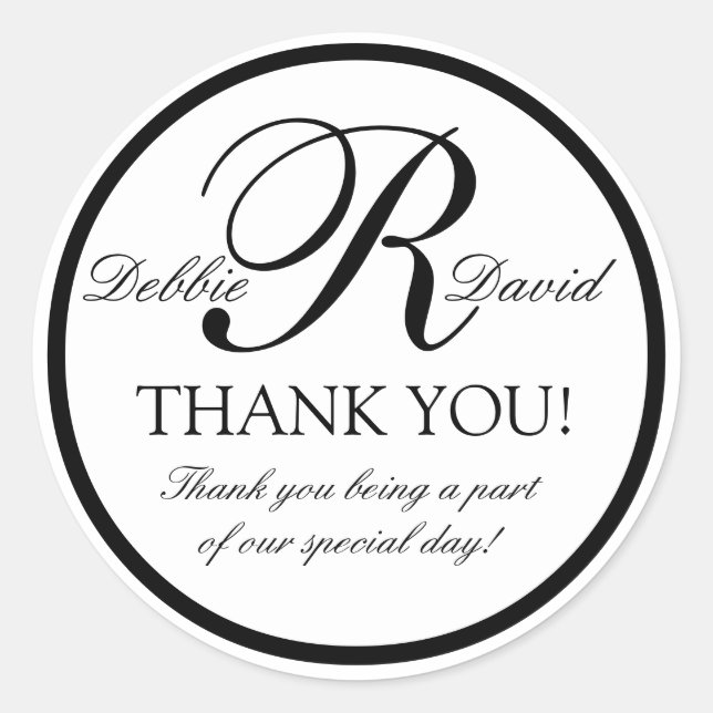 Aufkleber für die Schwarz-weiße Monogramm-R-Gastge (Vorderseite)