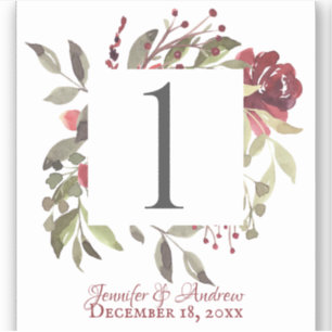 Aufkleber für die Tischnummer der Rose