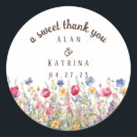 Aufkleber für die Wildblume Boho<br><div class="desc">Dieser Blumenaufkleber zeigt bezaubernde Aquarellfarben-Wildblumen und schafft so eine lebendige und malerische Gartenszene. Die Farbpalette ist vielfältig und besteht aus lebhaften Rosa-, lila-, Blau- und Gelbtönen, die das Wesen einer blühenden Wiese widerspiegeln. Klicken Sie zum Personalisieren auf den Link "Weitere Informationen anpassen" und verwenden Sie unser Design-Tool, um diese Vorlage...</div>