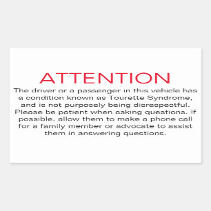 Aufkleber für Fenster, um die Polizei von Tourett