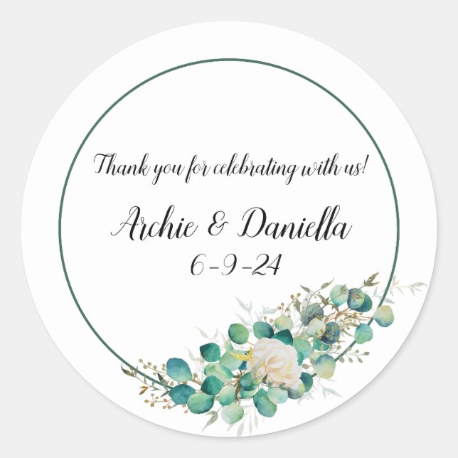 Aufkleber für Gastgeschenk Hochzeiten (Vorderseite)