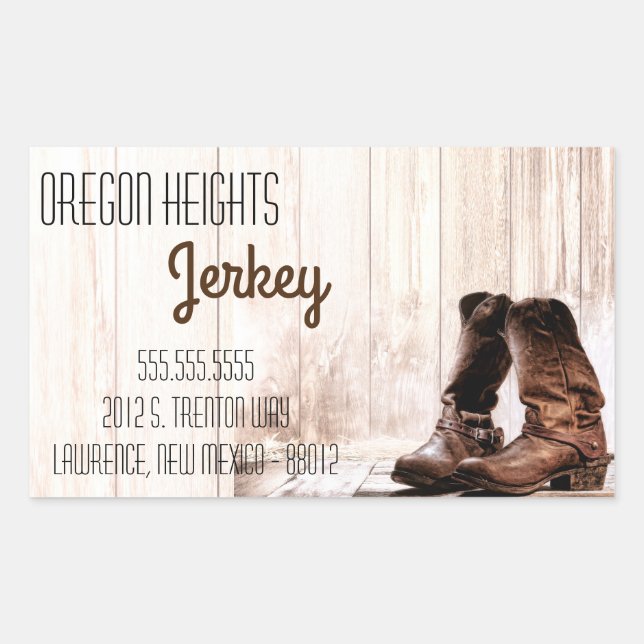 Aufkleber für Geschäftsadressen Red Boots Country  (Vorderseite)