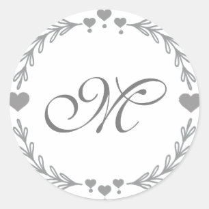 Aufkleber für Gray Heart Monogram