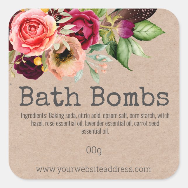 Aufkleber für handgefertigte Badebomben (Vorderseite)