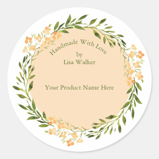 Aufkleber für handgefertigte Gegenstände Rustikal (Vorderseite)